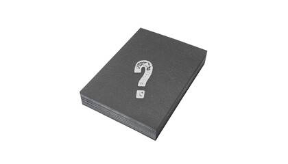 Black question mark paper isolated on solid white
