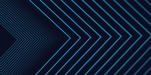Abstract blue glowing geometric lines on dark background. Modern shiny blue rounded square lines pattern. Futuristic technology concept