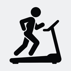 Silhouette of person running on treadmill fitness exercise vector illustration