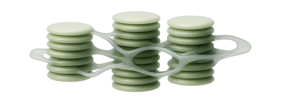 Electron micrograph of grana stacks with interconnected thylakoid membranes