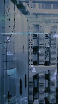 Computer servers globally process data for digital interfaces.