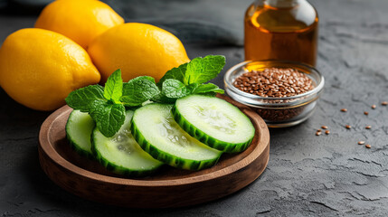 Organic vegetables and seeds on dark background