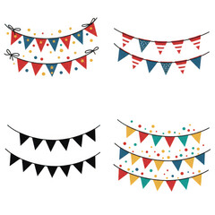 Fototapeta premium Colorful party bunting flags isolated on transparent background