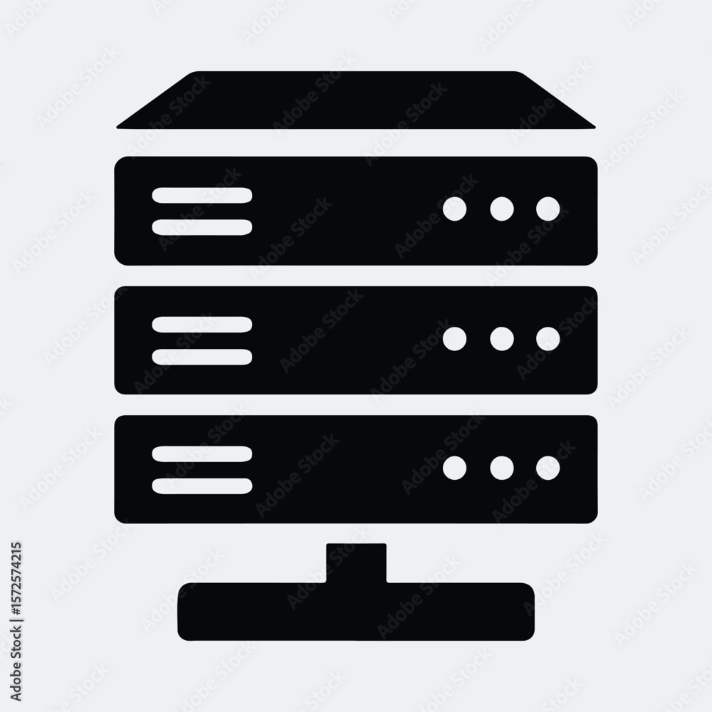 Poster silhouette server rack data center networking vector illustration