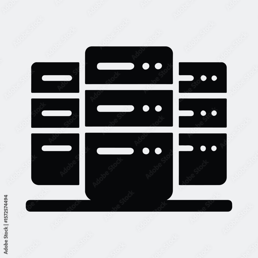Poster silhouette server rack simple information technology data center vector illustration