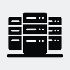 Silhouette server rack simple information technology data center vector illustration