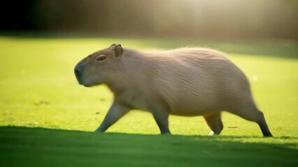 Calm Capybara in Natural Habitat – Friendly Greeting Scene for Documentary Content