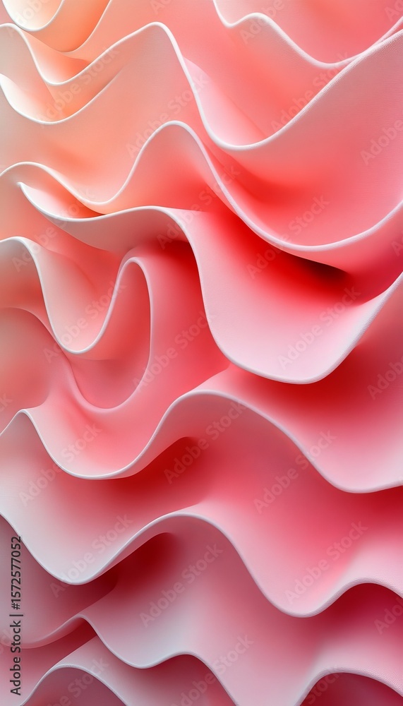 Aufkleber soft pink coral gradient wave background with elegant 3d texture for minimalist design and art
