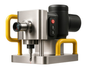 Fototapeta premium Precision dowel drilling machine with laser alignment guides for detailed joinery tasks.