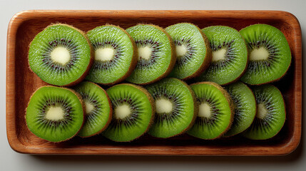 Close-Up of Green Kiwi in Neat Rows