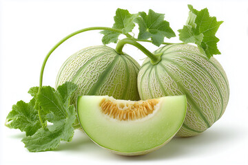 Juicy Melon Halves on White Background