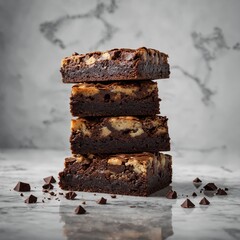 Chocolate Cake Marble. Slice of Sweet Marble Cheesecake on Plate with Cream Cheese
