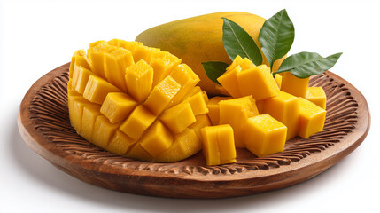 Sweet Mango Segments Arranged on Plate