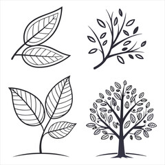 Fototapeta premium leaves-icon-collection--includes-thin-line-symbols
