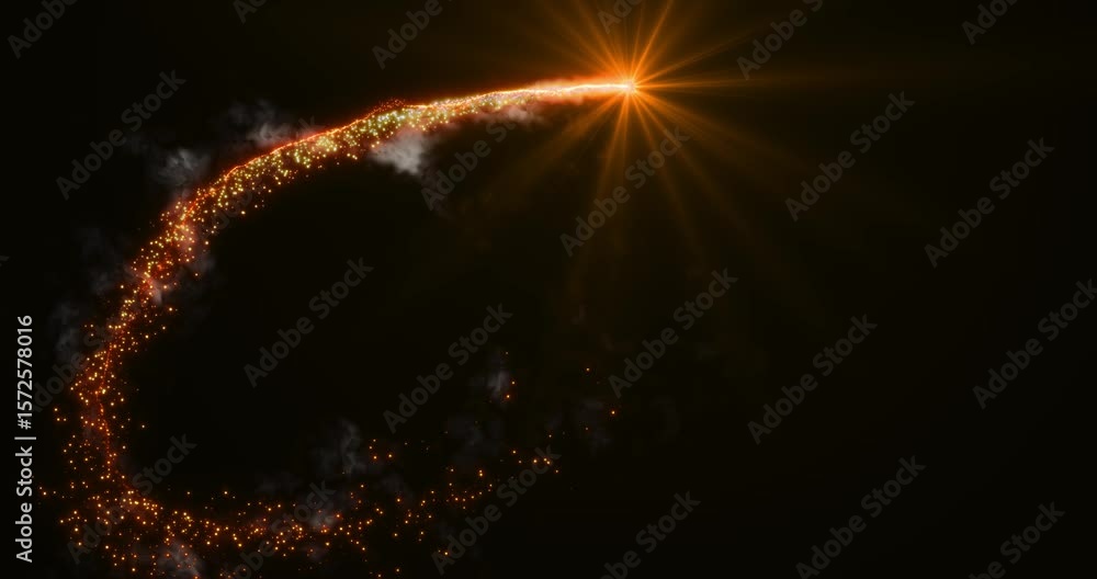 Sticker a trail of sparks left by a rocket. flight of fireworks. abstract animation.