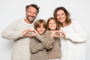Fototapeta premium Happy family making heart shape with hands