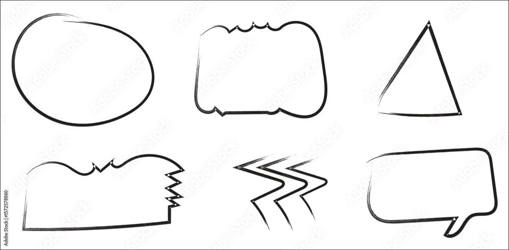 Aufkleber hand-drawn jagged design elements. a sketchy set including a torn-edge frame and multiple zig-zag ar