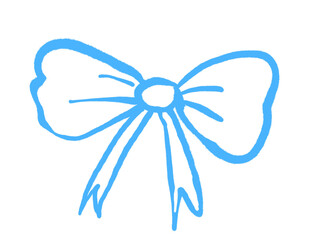 blue ribbon bow, A set of summer illustrations, cute hand drawn stickers