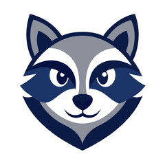 Fototapeta premium Stylized raccoon face with blue and gray markings