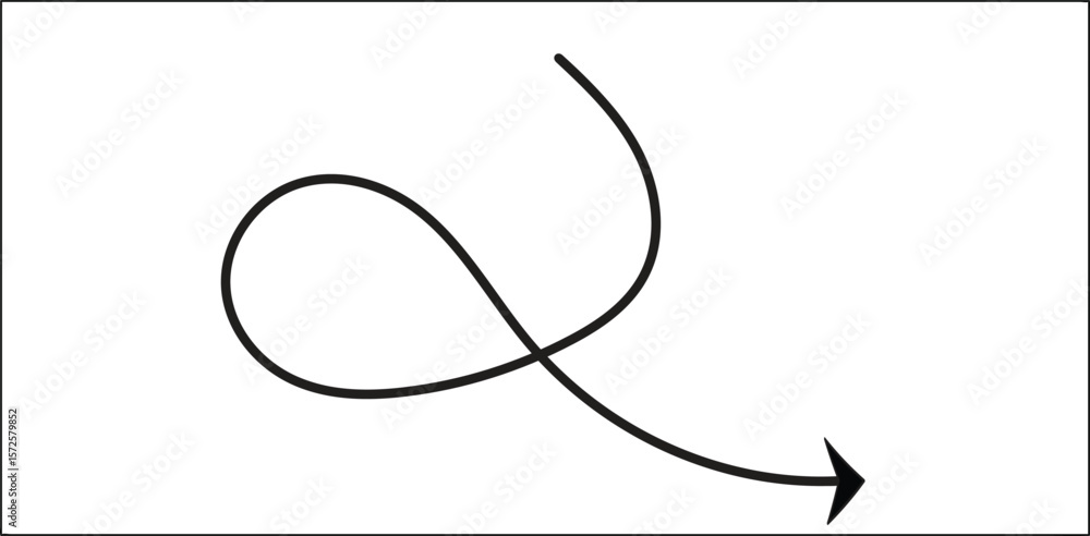 Poster hand-drawn crossover arrow. a large, smooth, curved arrow that loops and crosses over itself. repres