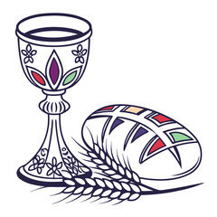 Goblet and Bread silhouette vector illustration