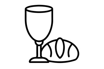 line art Goblet and Bread silhouette vector illustration