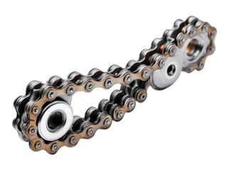 Macro shot of timing chain on white clean background