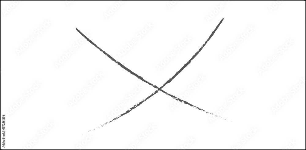 Aufkleber hand-drawn grunge x mark with curved textured lines on transparent background – abstract sketch-styl