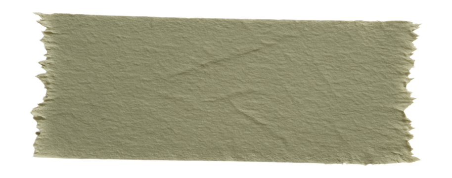 Textured green torn piece of paper with rough edges on transparent background.