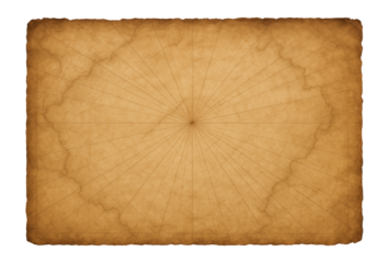 Vintage parchment paper with radial lines and textured edges on transparent background.