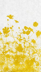 リアルなコスモスを金箔で描いた、和風のシルエットアート