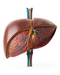 Human liver on white background 