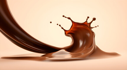 Delicious liquid chocolate splashing and making crown shape