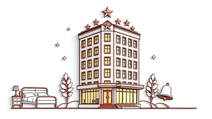 Hotel Booking Clipart Embossed 3D hotel building clipart with stars on top.