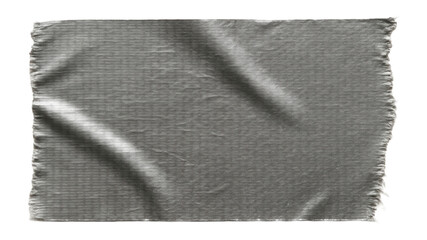 Textured gray fabric square with frayed edges showcasing a subtle woven pattern on transparent background.