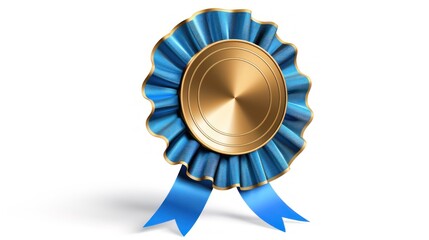 Elegant rosette badge with golden center and blue frills for prestigious achievements
