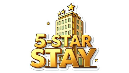 Hotel Booking Clipart Embossed 3D hotel building clipart with stars on top.
