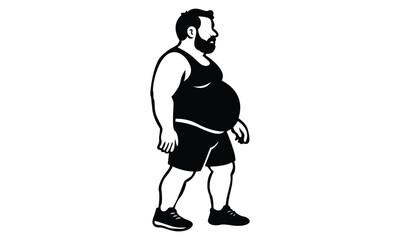 walk style Dad Bod Silhouette vector design