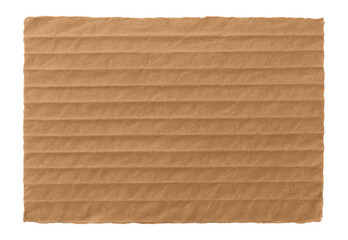 Brown corrugated cardboard texture with visible ridges forming a rectangular sheet on transparent background.