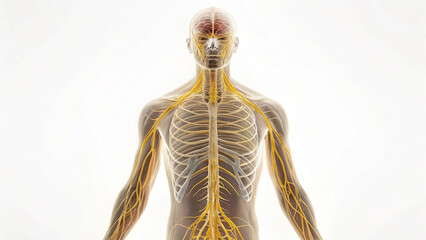 Human nervous system on white background 