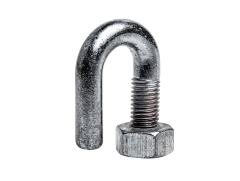 Industrial U Bolt Isolated On Pure White Background