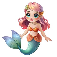 a drawing illustrating a pretty young mermaid