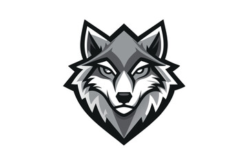 Striking monochrome wolf head showcases a bold and determined expression with geometric and stylized lines