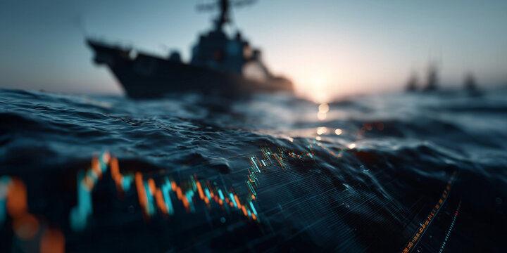 Logistics and trade war impact on export trends stock chart analysis maritime environment ocean viewpoint