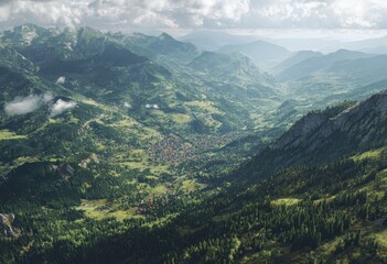 Mountain valley with village nestled within