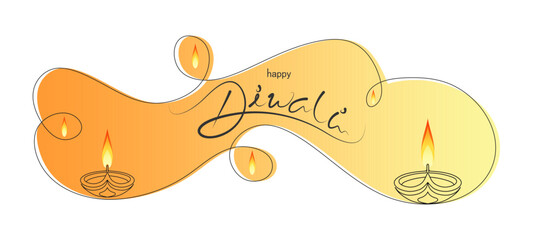 vector design of diwali lights and happy diwali writing