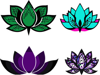 Water Lily Silhouette Vector Set, Water Lily Outline Vector Art, Water Lily Flower Silhouette Collection, Set of Water Lily Vector Illustrations, Botanical Water Lily Silhouette Set, Minimalist Water