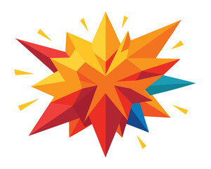 Obraz premium Vibrant Exploding Starburst Abstract Low Poly Geometric Art