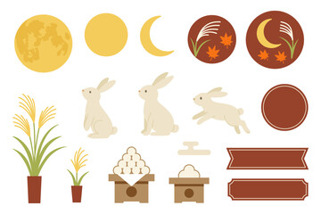 秋のうさぎと満月のフレームコレクション  © konamo