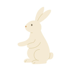 Illustration of a white rabbit extending its front paws

